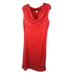 First Glance Women's Dress Size 2 X Orange Lace Overlay Sleeveless Midi A Line